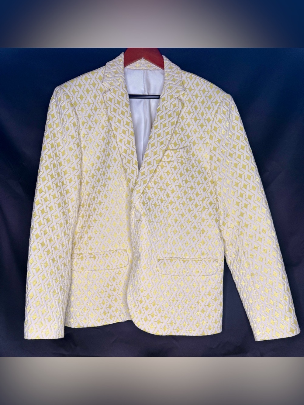 Mr Turk “Thurston” Blazer Cream & Yellow Textured - Stylish Tailored Sport Coat